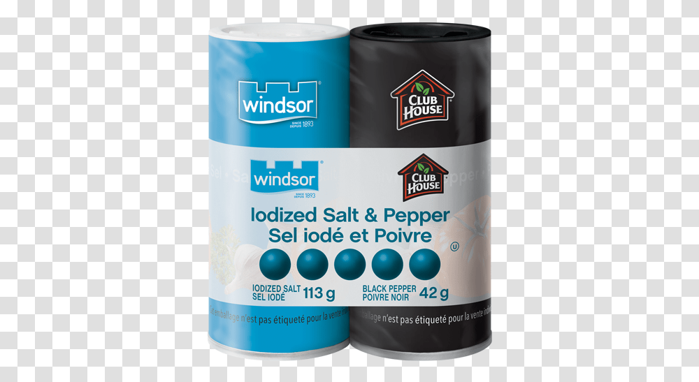 Windsor Iodized Salt Amp Club House Pepper Iodized Salt And Pepper, Cosmetics, Bottle, Label Transparent Png