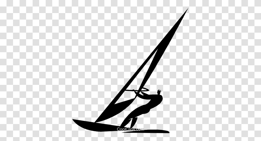 Windsurfing Royalty Free Vector Clip Art Illustration, Silhouette, Adventure, Leisure Activities, Person Transparent Png