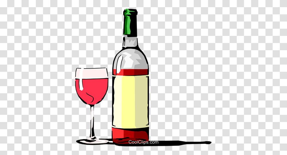Wine Bottle With Glass Royalty Free Vector Clip Art Illustration, Alcohol, Beverage, Drink, Wine Glass Transparent Png