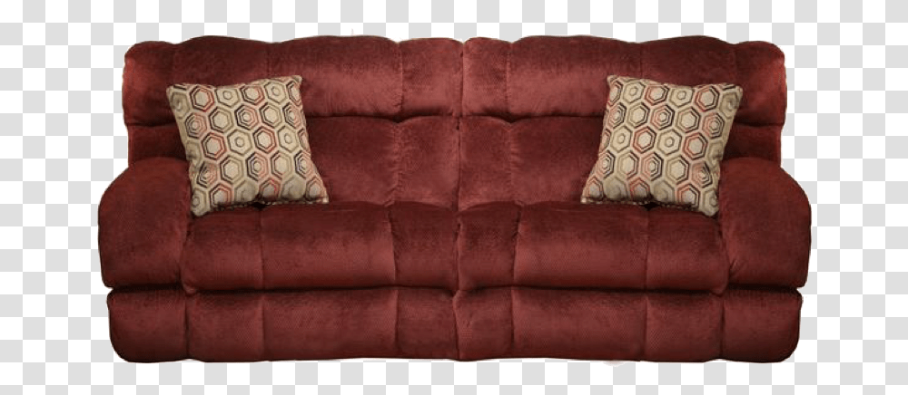 Wine Color Reclining Sofa, Couch, Furniture, Cushion, Pillow Transparent Png