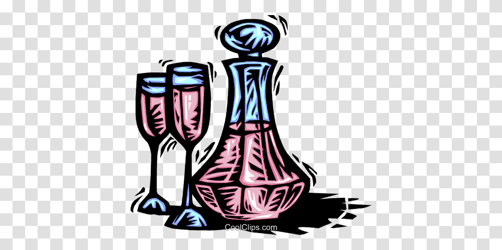 Wine Decanter With Wine Glasses Royalty Free Vector Clip Art, Goblet, Alcohol, Beverage, Drink Transparent Png