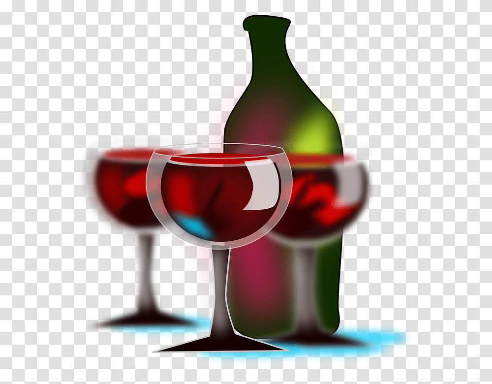 Wine Glasses Wine Bottle Drink Party Red Wine Bottle And Wineglass, Alcohol, Beverage, Transparent Png