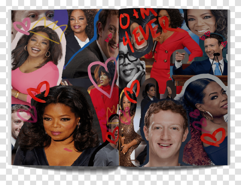Winfrey And Zuckerberg 2018 For Adult, Person, Face, Skin, Collage Transparent Png