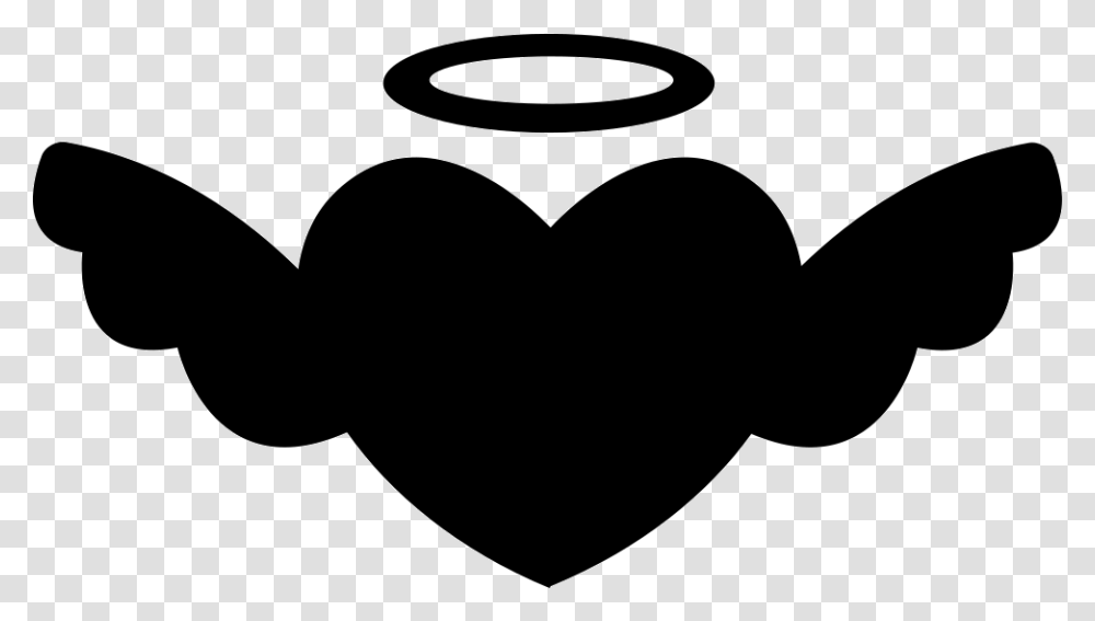 Winged Heart With An Halo Icon, Stencil, Smoke Pipe, Silhouette, Mustache Transparent Png