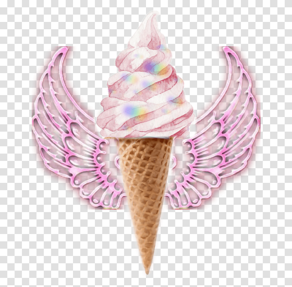 Winged Ice Cream Scoop Ice Cream Cone, Dessert, Food, Creme, Sweets Transparent Png