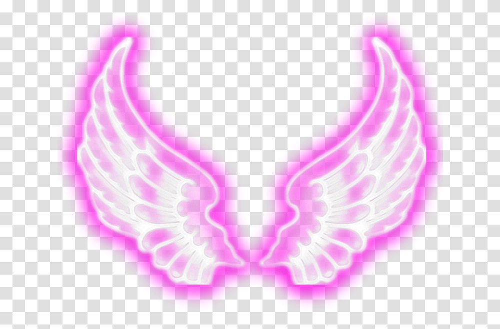 Wings Angel Angelwings Aesthetic Edit Tumblr Emoji Wings Neon, Heart, Light, Purple Transparent Png