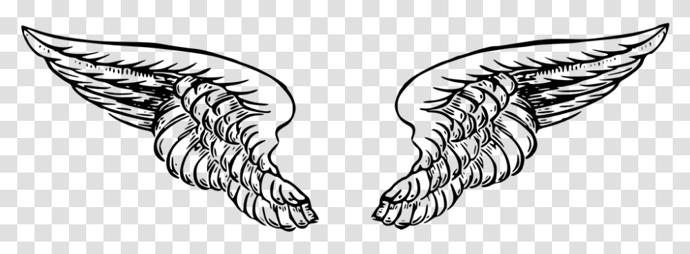 Wings Angel Black White Tattoo Heaven Feather Angel Wings Tattoo, Gray Transparent Png