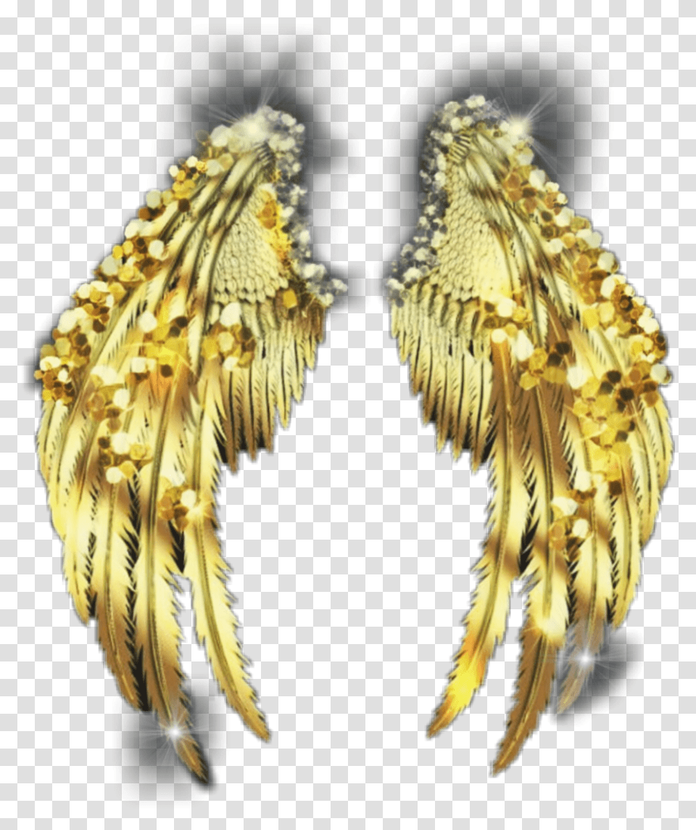 Wings Angel Gold Goldwings Glitter Glittery Glitterwings Earrings, Bronze, Pineapple, Bird, Animal Transparent Png