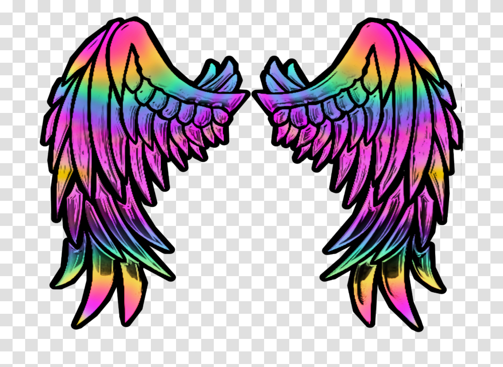 Wings Angel Rainbow Colorful Colors Illustration, Pattern, Ornament, Fractal, Bird Transparent Png