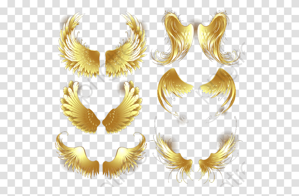 Wings Gold Background Gold Wing, Painting, Art, Fire, Lighting Transparent Png