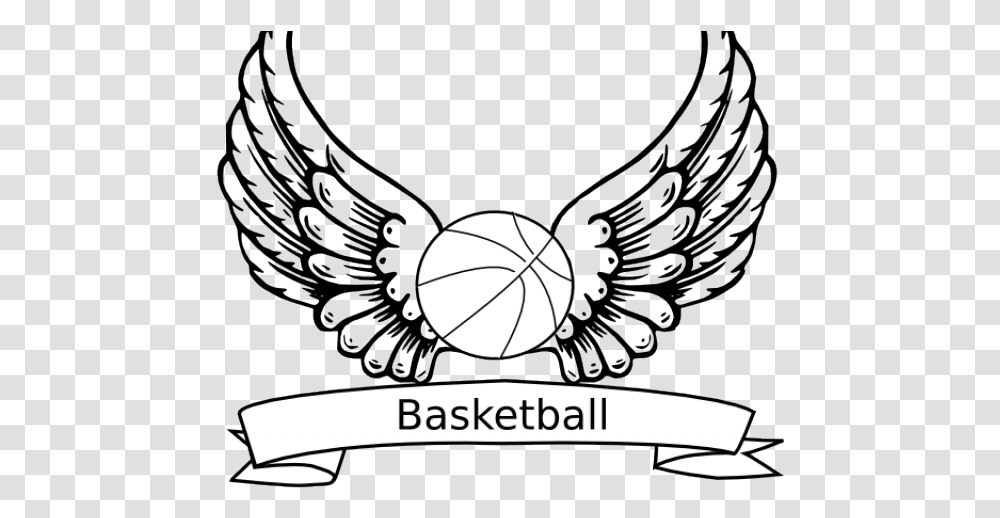Wings Tattoos Clipart Basketball Angel Wings Clipart, Symbol, Logo, Trademark, Emblem Transparent Png