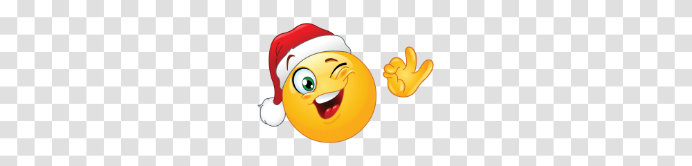 Winking Emoticon Wearing Santa Hat, Plant, Angry Birds, Food, Pac Man Transparent Png