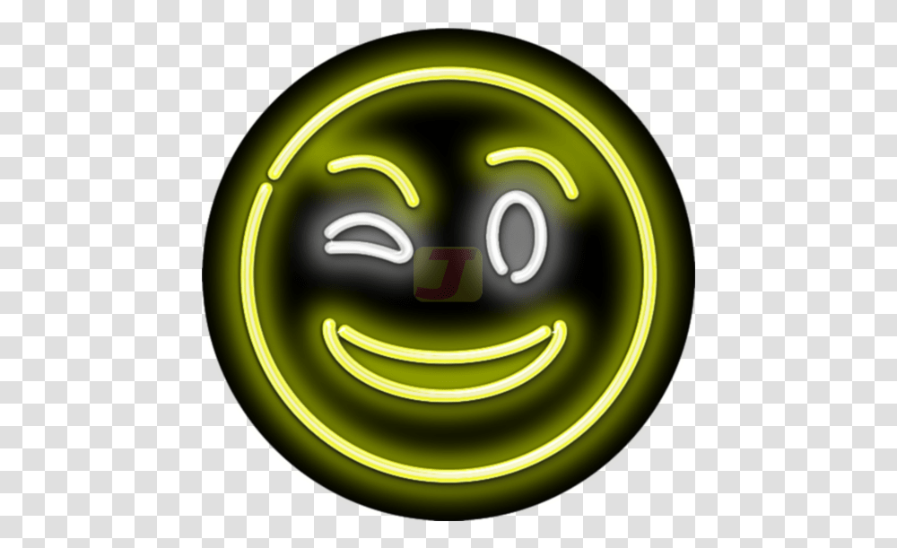 Winking Face Emoji Neon Sign Happy, Green, Plant, Grass, Light Transparent Png