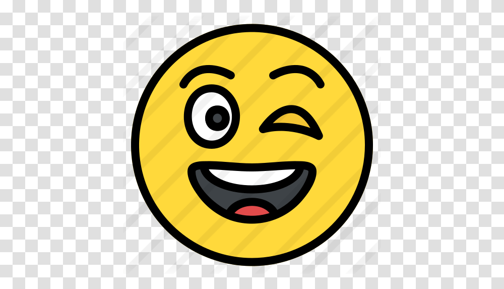Winking Face Happy, Label, Text, Mask, Pac Man Transparent Png