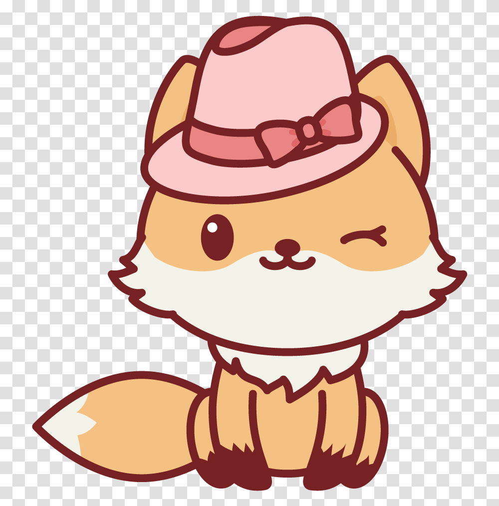 Winking Nerdy Fox Kawaii Cute Animals Cartoon Clipart Kawaii Animals, Birthday Cake, Dessert, Food, Hat Transparent Png