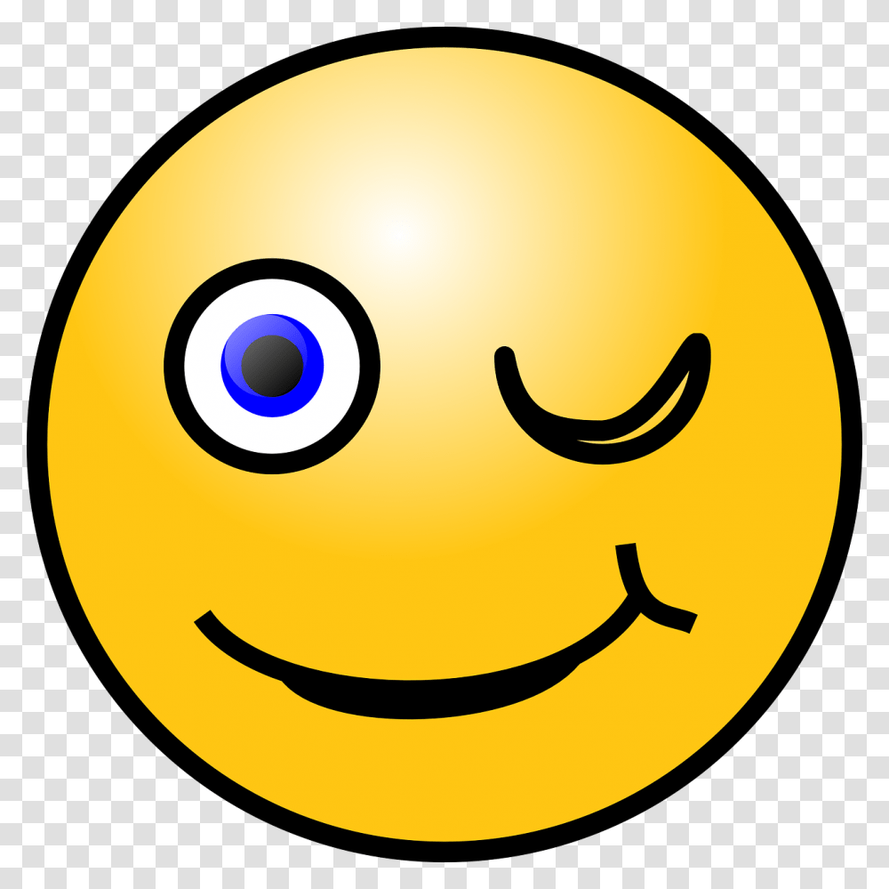 Winking Smiley Download Ico Smiling Face Gif, Label, Text, Sphere, Plant Transparent Png
