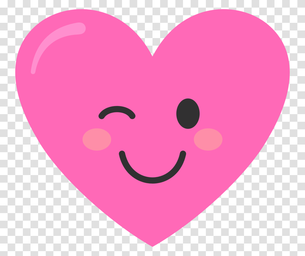 Winky Pink Heart Smiley Transparent Png