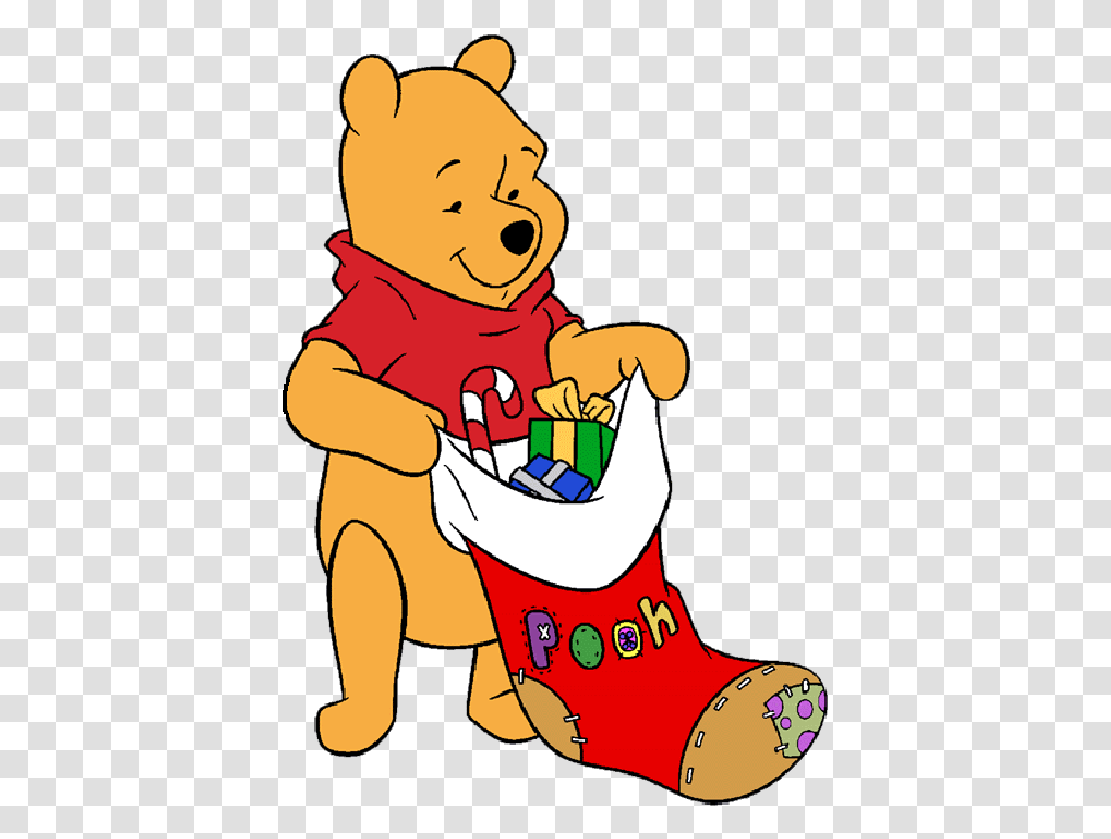 Winnie The Pooh Cartoon Christmas Winnie The Pooh At Christmas, Christmas Stocking, Gift Transparent Png