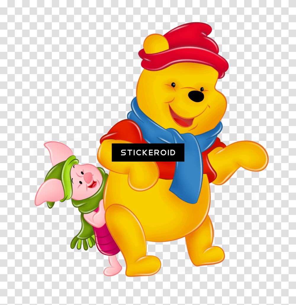 Winnie The Pooh Christmas Clipart Winnie The Pooh With Hat, Toy, Text, Label, Graphics Transparent Png