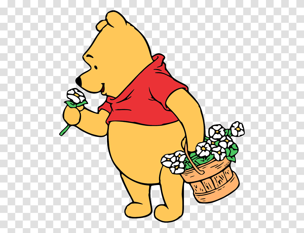 Winnie The Pooh Clipart Flower, Smelling Transparent Png
