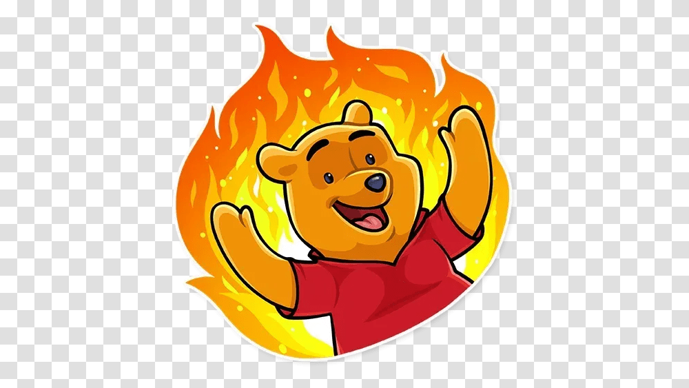 Winnie The Pooh Whatsapp Stickers Stickers Cloud Happy, Fire, Flame, Bonfire Transparent Png