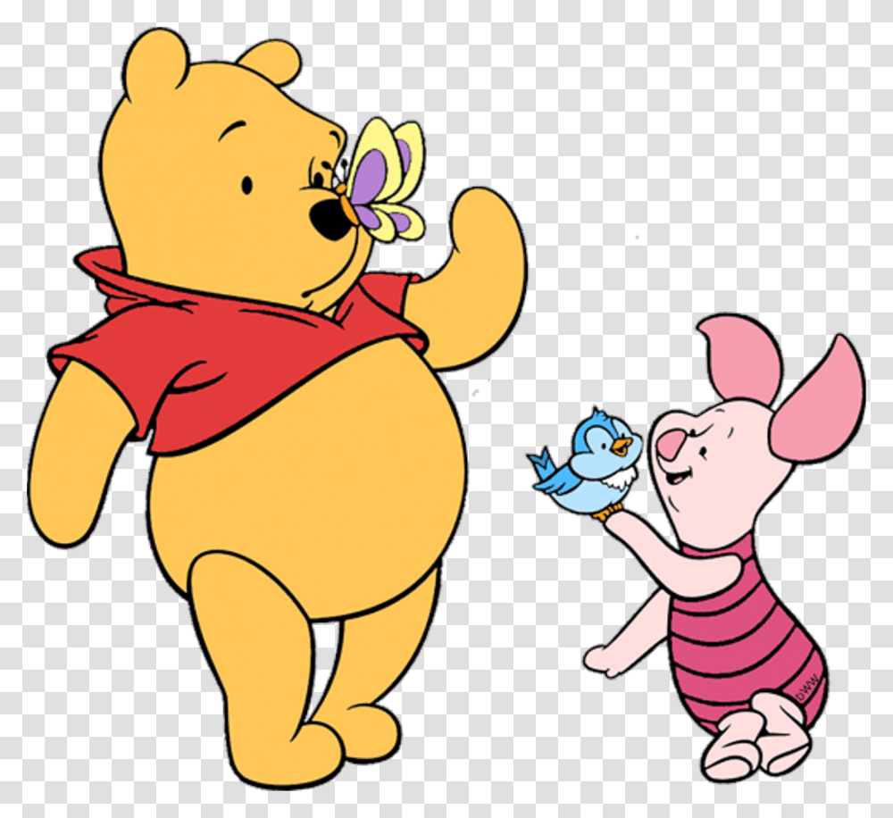 Winnie The Pooh With Butterflies Clipart Download, Toy, Plush, Sack, Bag Transparent Png