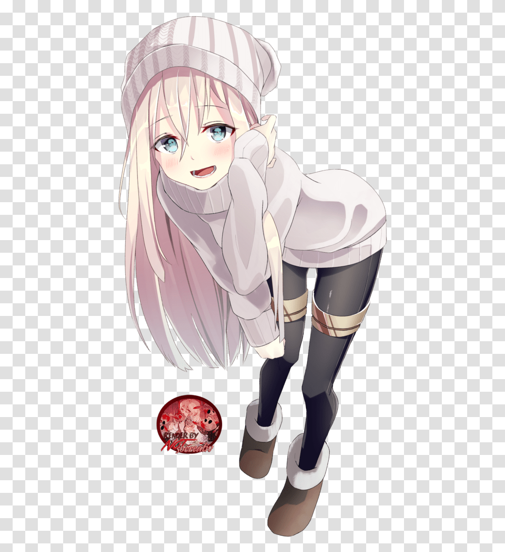 Winter Anime Girl 600x1059 Clipart Download Blonde Hair Anime Girl, Manga, Comics, Book, Person Transparent Png