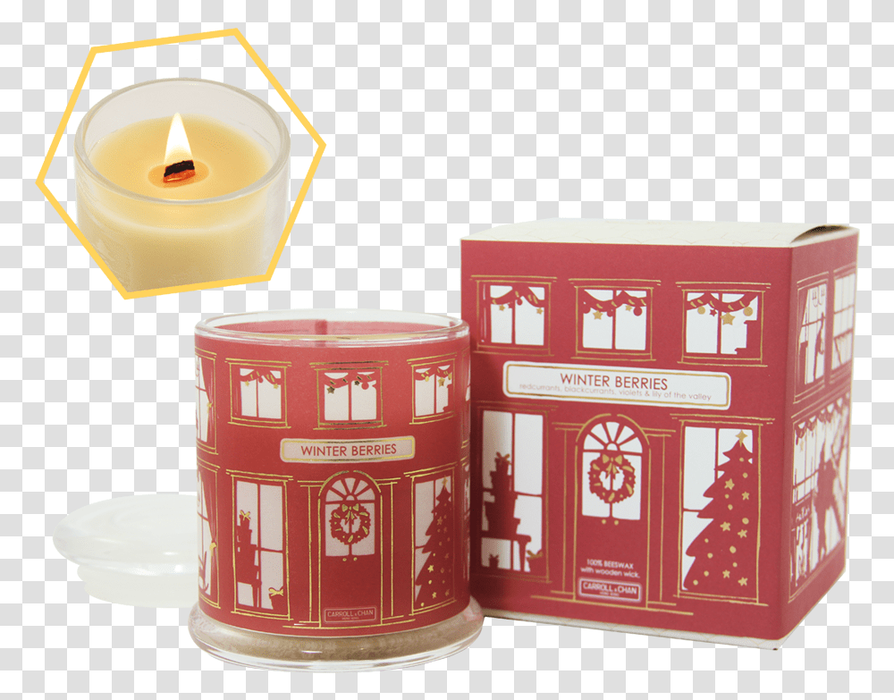 Winter Berries Christmas Candle Candle, Cylinder Transparent Png