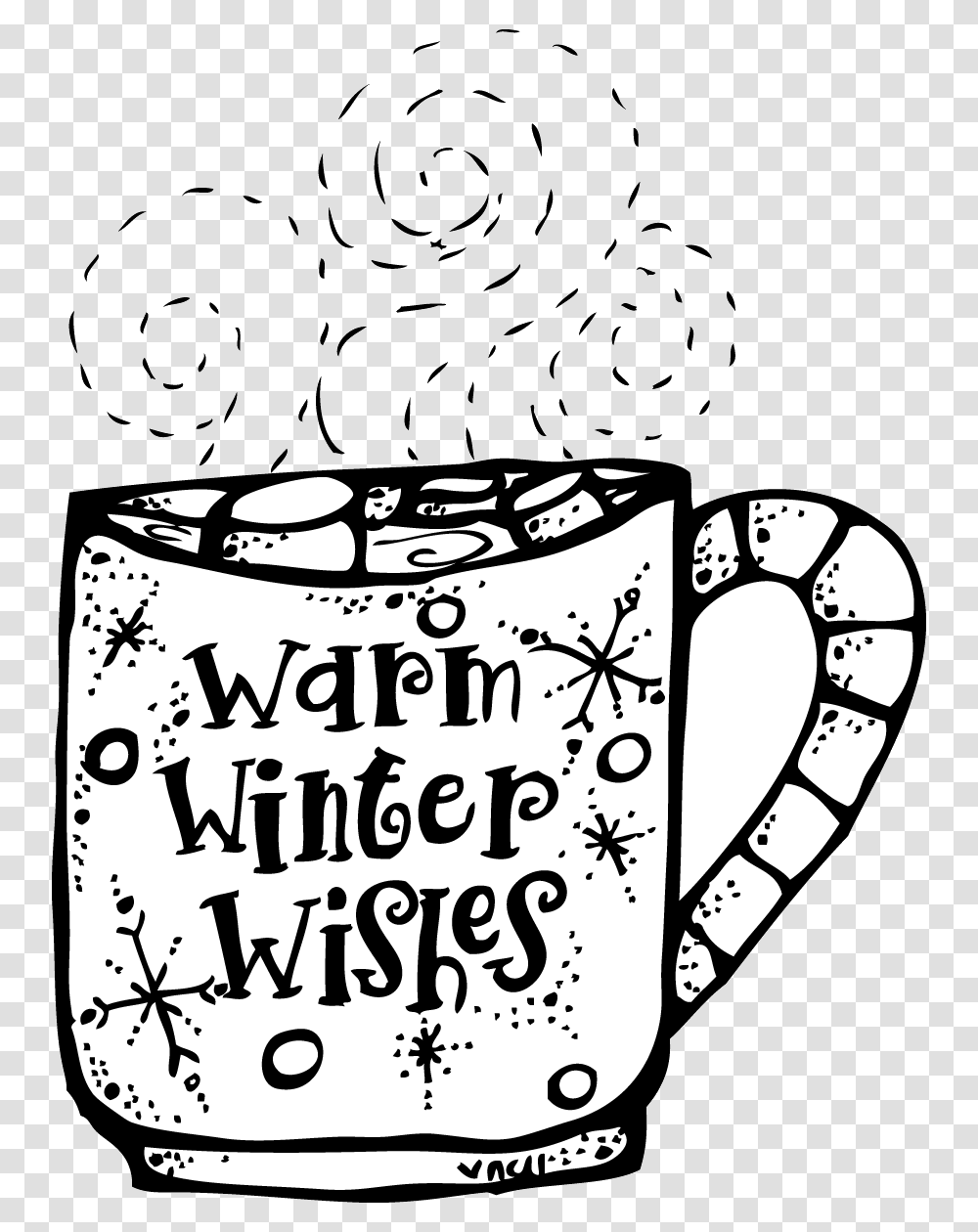 Winter Clipart Black And White Melonheadz Warm Wishes December Clipart Black And White, Coffee Cup Transparent Png