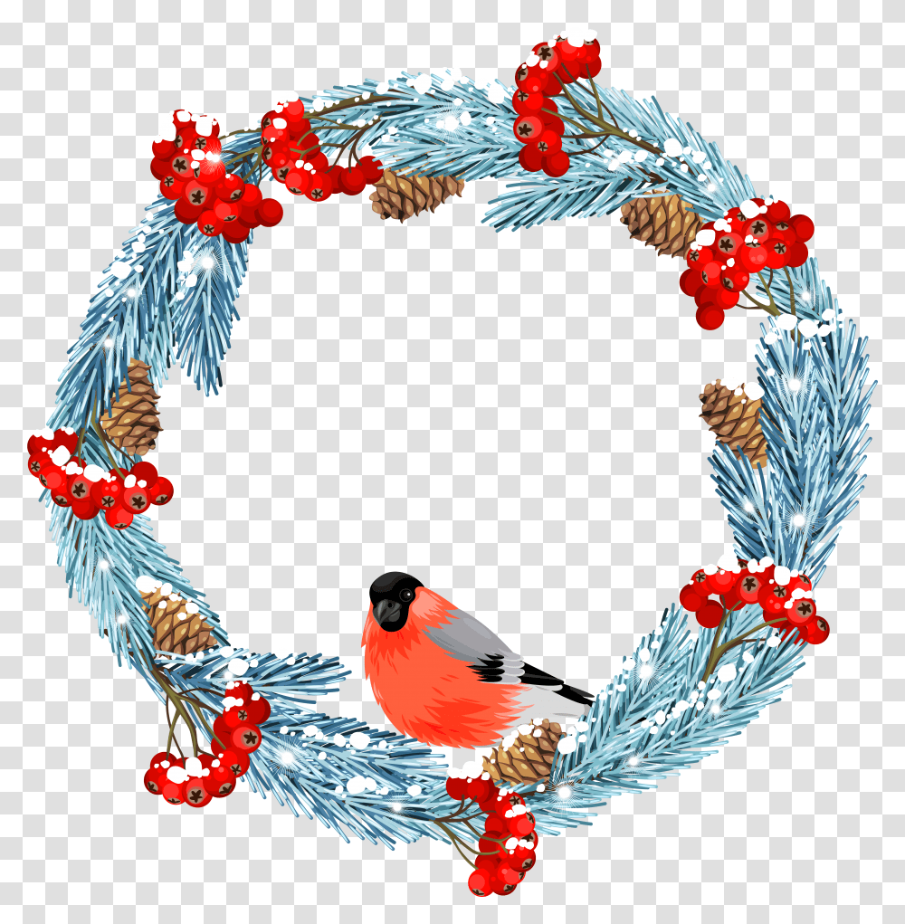 Winter Clipart Free Clip Art Winter, Wreath, Bird, Animal, Plant Transparent Png