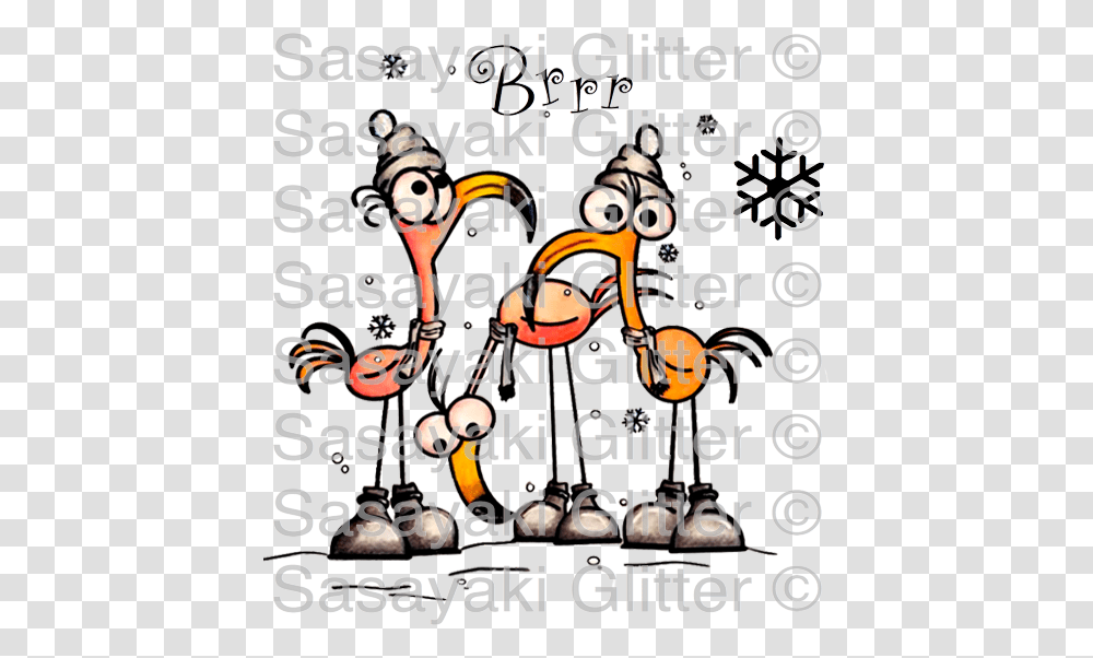 Winter Flamingos Set Digital Stamp Set, Alphabet Transparent Png