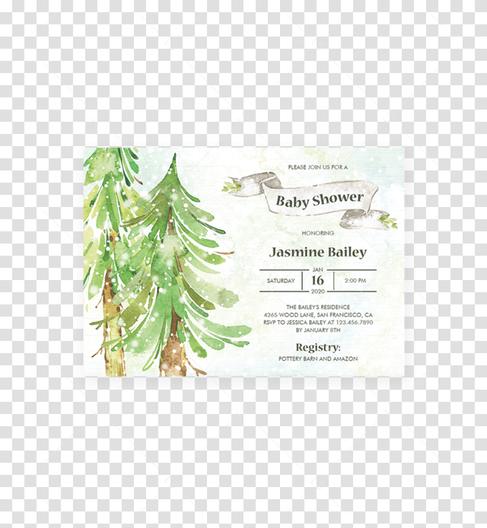 Winter Forest Forests Baby Shower Invitations, Tree, Plant, Ornament Transparent Png