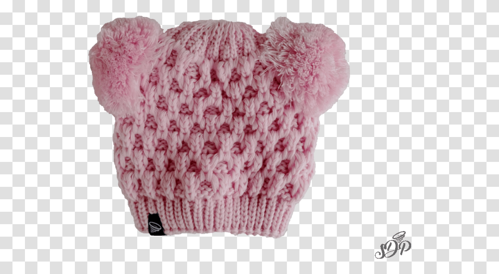 Winter Hat With Two Pompoms Knit Cap, Clothing, Apparel, Beanie, Rug Transparent Png