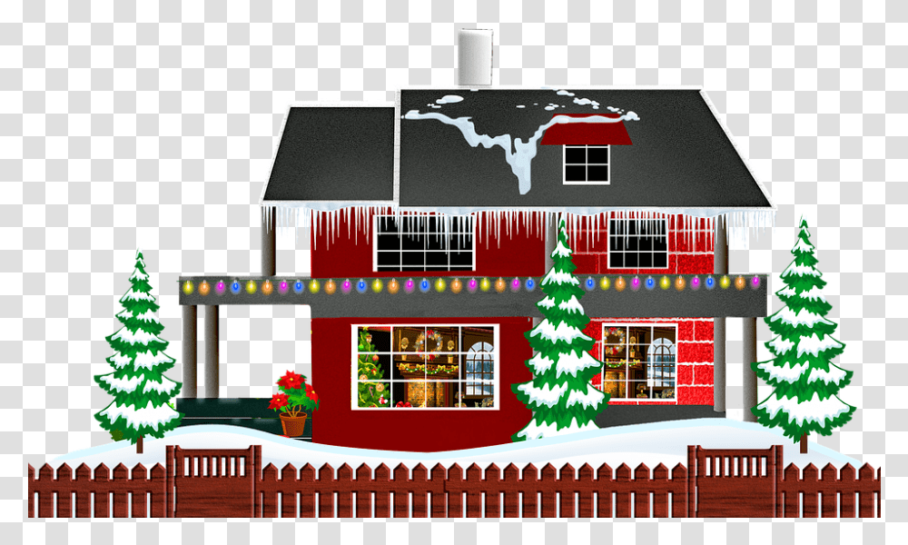 Winter House Christmas Snow Free Image On Pixabay House, Tree, Plant, Ornament, Christmas Tree Transparent Png