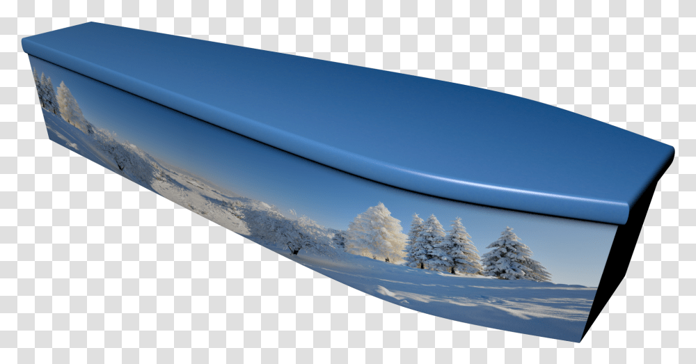 Winter Scene Printed Wooden Coffin Snow, Nature, Outdoors, Plant, Tree Transparent Png