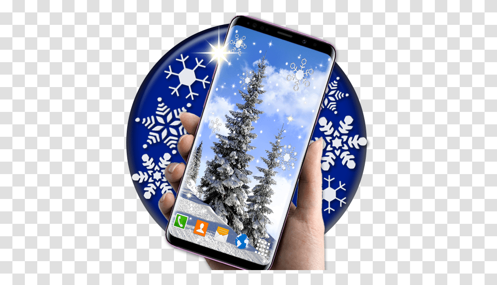 Winter Snow Wallpapers Forest Live Wallpaper Google Christmas Tree, Plant, Mobile Phone, Electronics, Cell Phone Transparent Png
