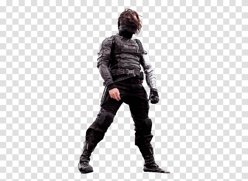 Winter Soldier Winter Soldier Costume Evolution, Person, Jacket, Coat Transparent Png