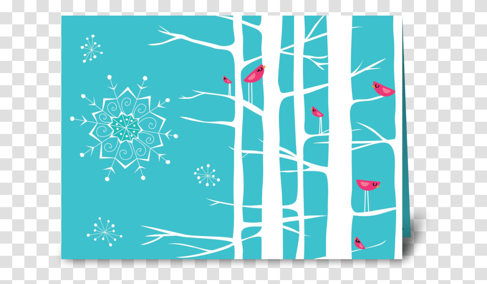 Winter Wonderland Trees Tealpink Greeting Card Winter Greeting Cards, Pattern Transparent Png