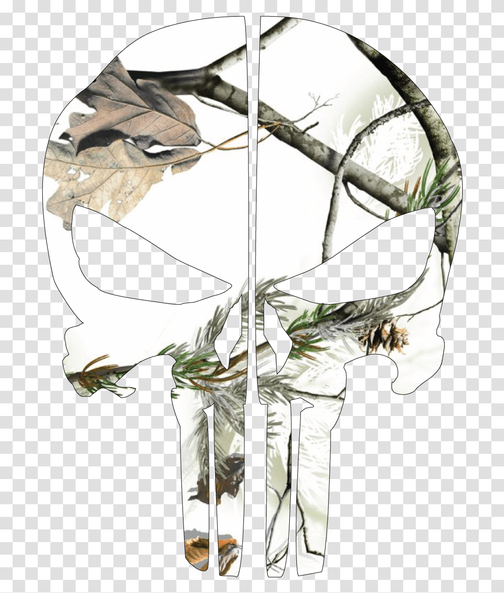 Winter Woods Camo Punisher Skull Rear Helmet Reflective Decal Illustration, Bird, Animal, Pattern, Prison Transparent Png