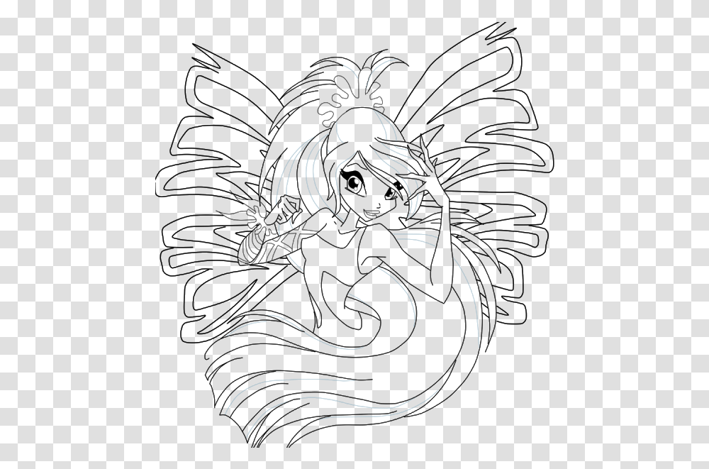 Winx Club Sirenix Coloring Pages Winx Club Bloom Sirenix Coloring Pages, Silhouette, Stencil Transparent Png