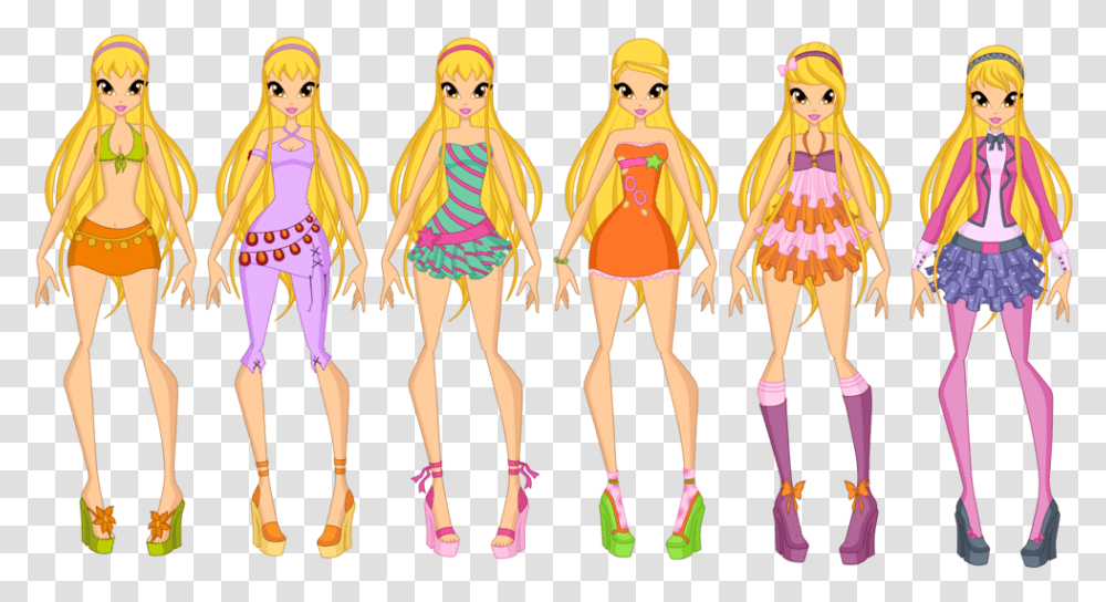 Winx Club Stella All Outfits, Doll, Toy, Person, Human Transparent Png