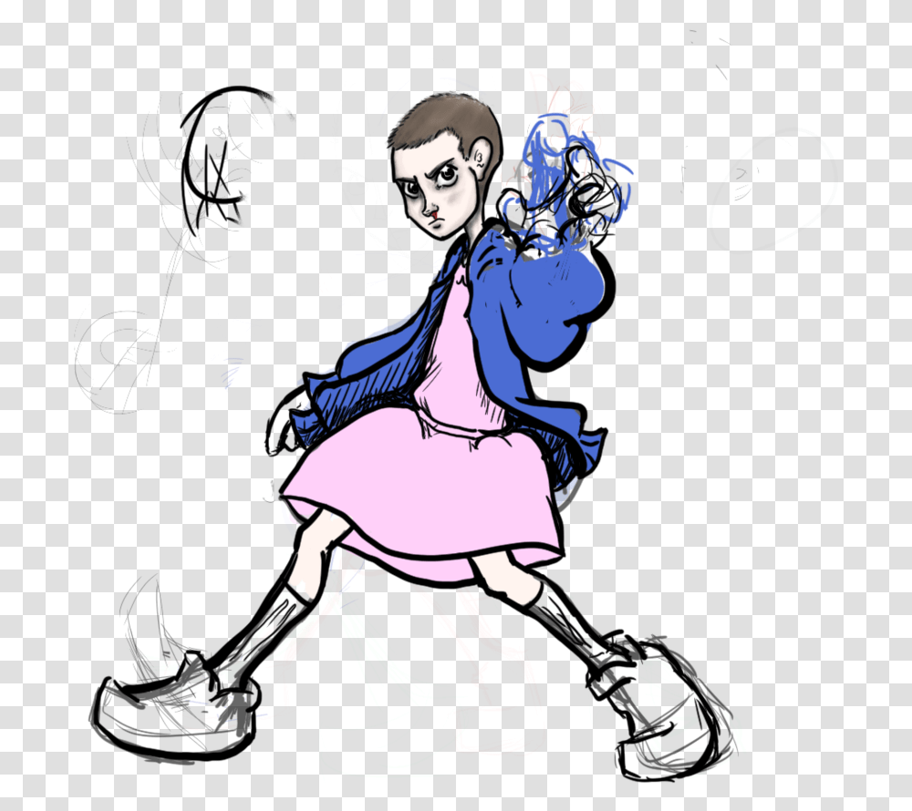 Wip Stranger Things By Change Hero Stranger Things Eleven Clipart, Graphics, Person, Light, Manga Transparent Png