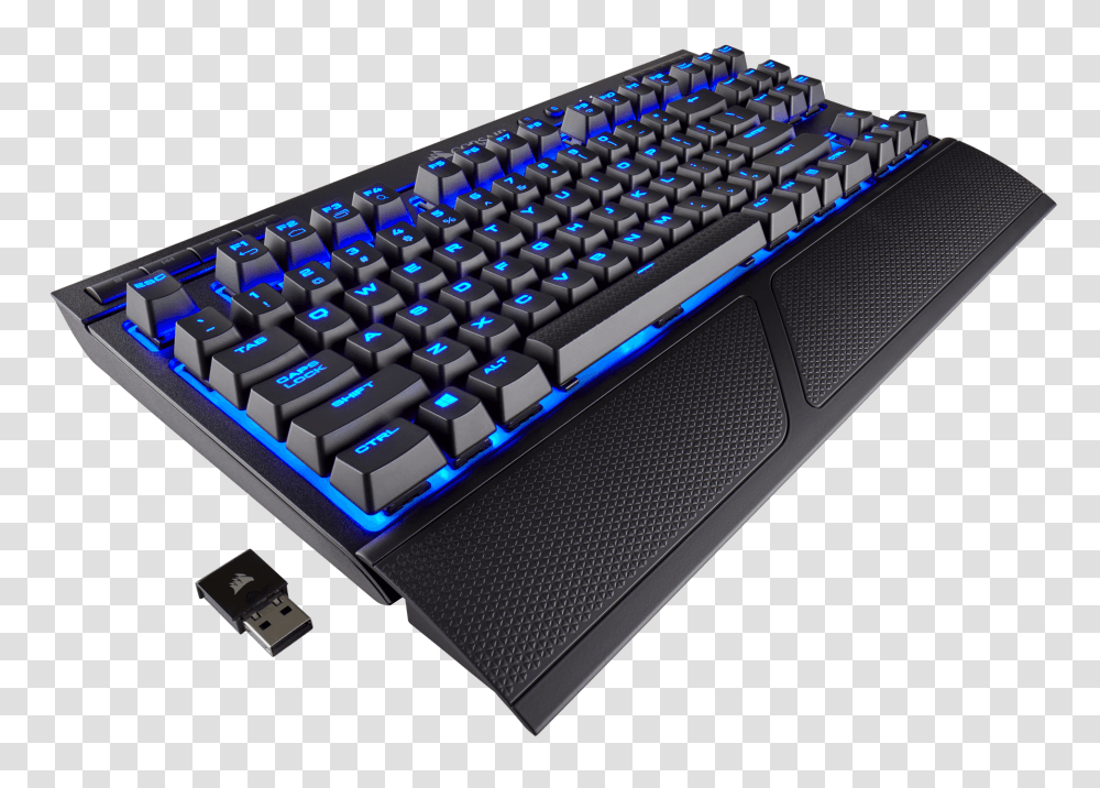 Wireless Mechanical Gaming Keyboard Blue Led Cherry Mx Red, Computer Hardware, Electronics, Computer Keyboard, Laptop Transparent Png