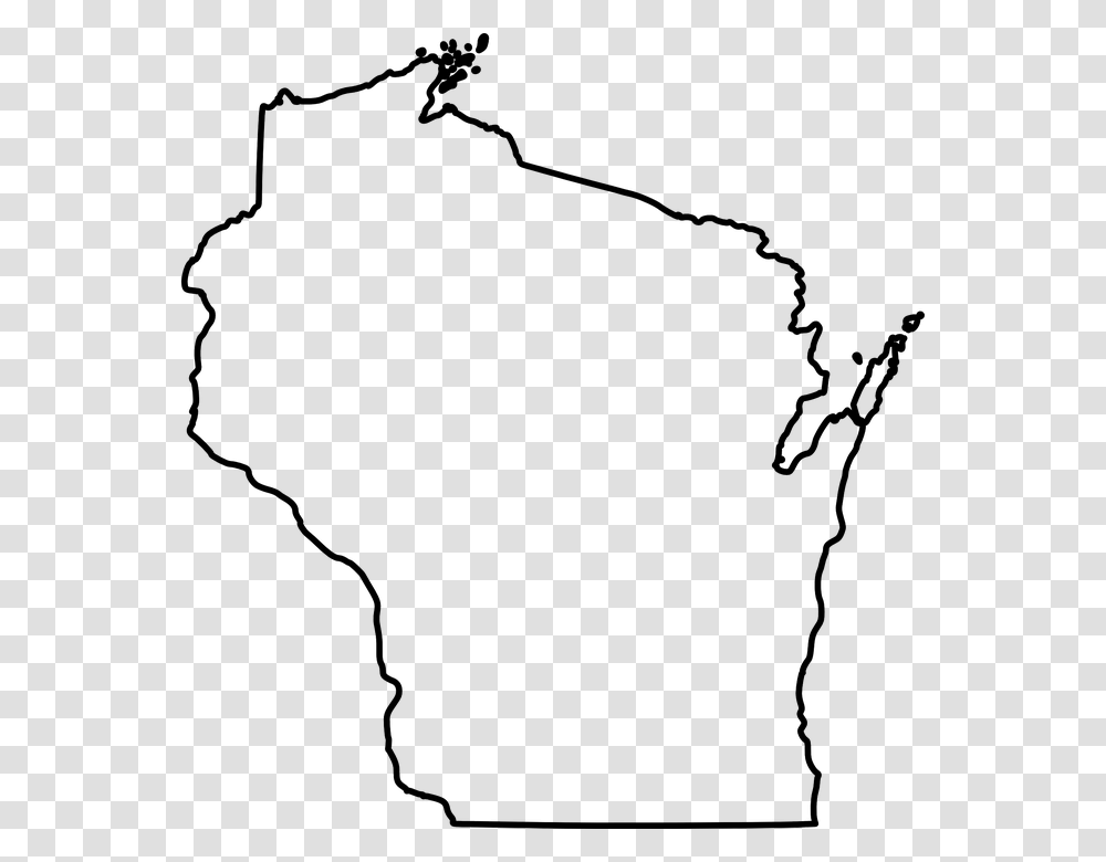 Wisconsin State Map Outline Shape Geography Usa Wisconsin County Map Blank, Silhouette, Outdoors, Photography, Nature Transparent Png