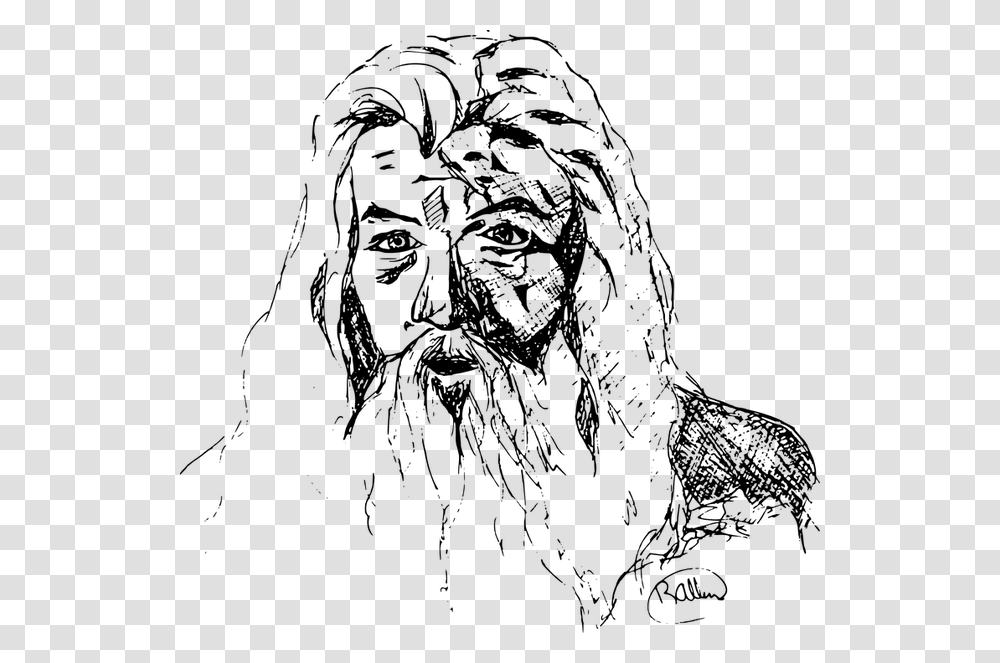 Wise Man Lord Of The Rings Line Art, Gray, World Of Warcraft Transparent Png