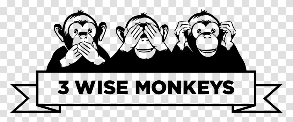 Wise Monkey Logo 03 Format 1500w Three Wise Monkeys, Gray, World Of Warcraft Transparent Png