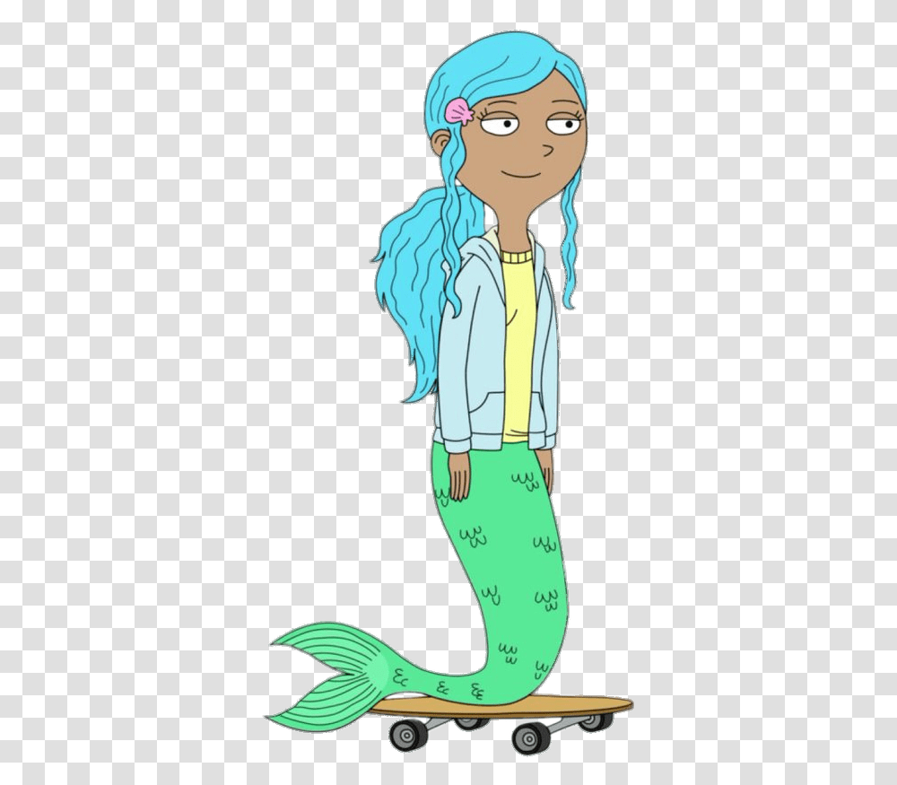 Wishfart Character Tsuni The Mermaid On Skateboard, Person, Female, Sleeve Transparent Png