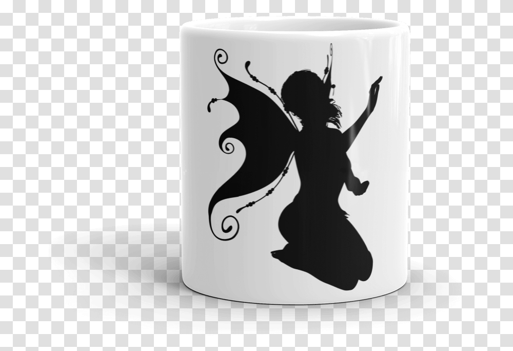 Wishing Fairy Mug Sold By The Innsmouth Look Silhouette Fairies, Coffee Cup, Person, Human, Stencil Transparent Png