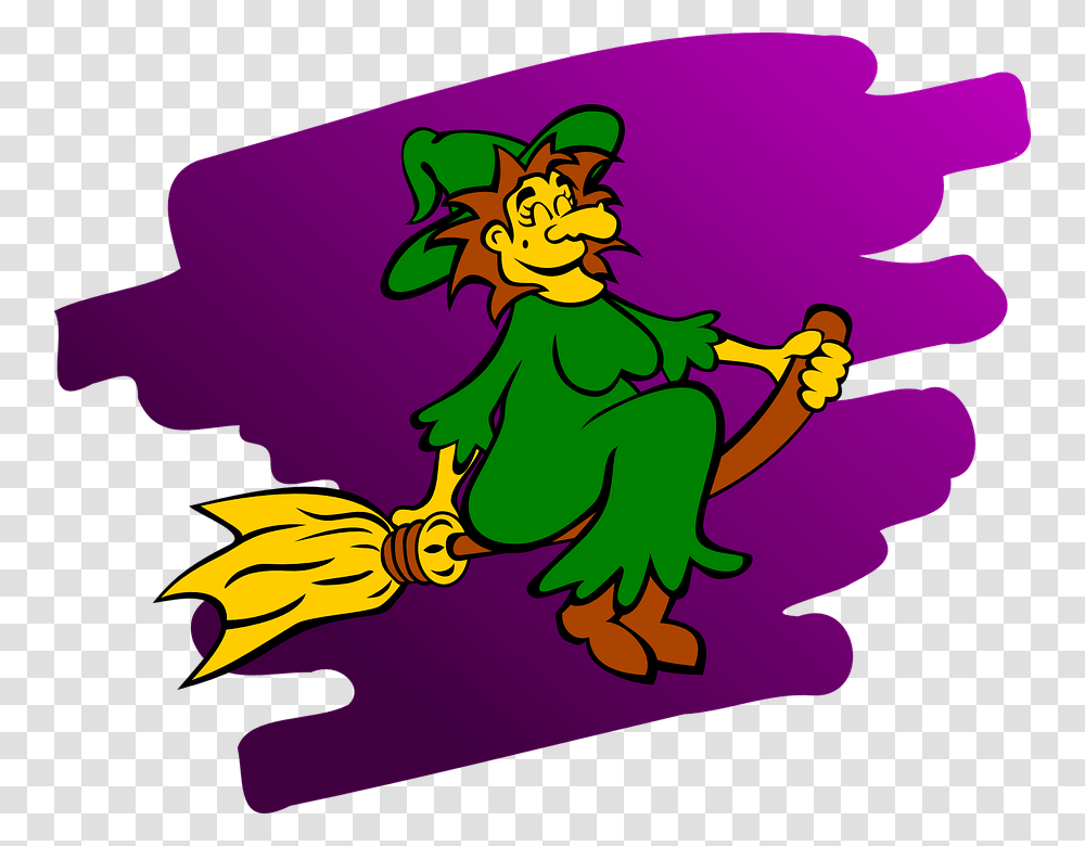 Witch Broom Flying Witch On A Broom Coloring Page, Plant, Tree Transparent Png