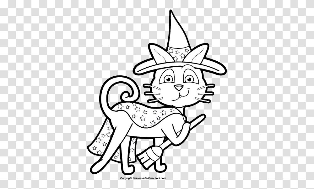 Witch Cat Clipart, Drawing, Doodle, Stencil, Face Transparent Png